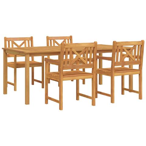 Set da Pranzo da Giardino 5 Pezzi in Legno Massello di Acacia - Foto 1