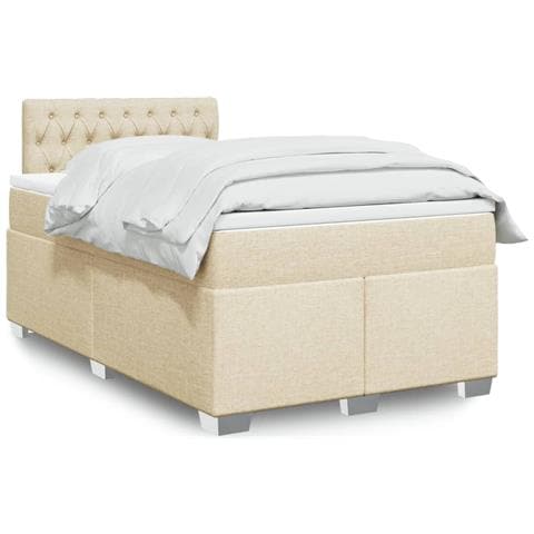 Giroletto a Molle con Materasso Crema 120x190 cm in Tessuto - Foto 2