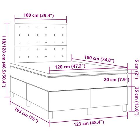Giroletto a Molle con Materasso Tortora 120x190 cm in Tessuto - Foto 9