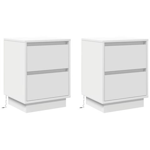 Comodini con luci LED 2 pcs Bianco 39x34.5x50 cm - Foto 1