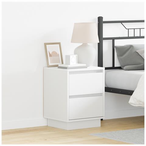 Comodini con luci LED 2 pcs Bianco 39x34.5x50 cm - Foto 2