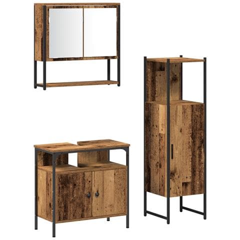 Set di Mobili da Bagno 3 Pezzi Legno Antico - Foto 1