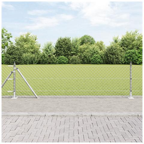 Recinzione in Rete Metallica con 13 Pali Flangiati 0.4x25 m in Acciaio Zincato - Foto 2