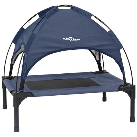Letto per Cani Rialzato Blu Navy Acciaio, Tessuto 76 x 62 x 70.5 cm - Foto 1