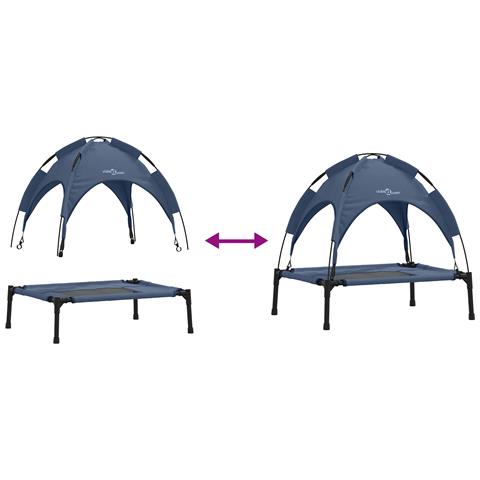 Letto per Cani Rialzato Blu Navy Acciaio, Tessuto 76 x 62 x 70.5 cm - Foto 9