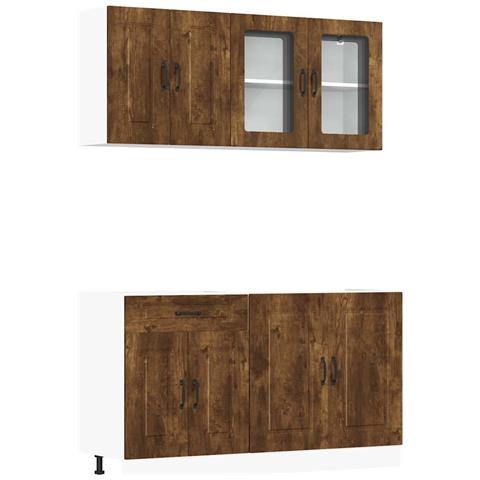 Set Mobili da Cucina 4 pz Kalmar Rovere Fumo Legno Multistrato - Foto 1