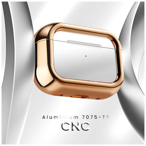 Custodia Airpods Pro / Pro 2 In Alluminio Aerospaziale, Protezione Antiurto Da 3 M, Rosa Champagne - Foto 2