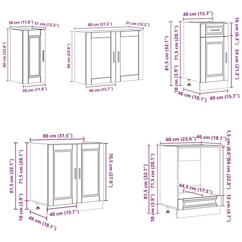 Set Mobili da Cucina 8 pz Kalmar Legno Vecchio in Truciolato - Foto 9