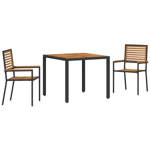 Set da Pranzo per Giardino 3 pcs Nero 90 x 90 x 75 cm - Foto 1