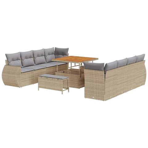 Set Divano da Giardino 11 pcs Beige Poly Rattan - Foto 1