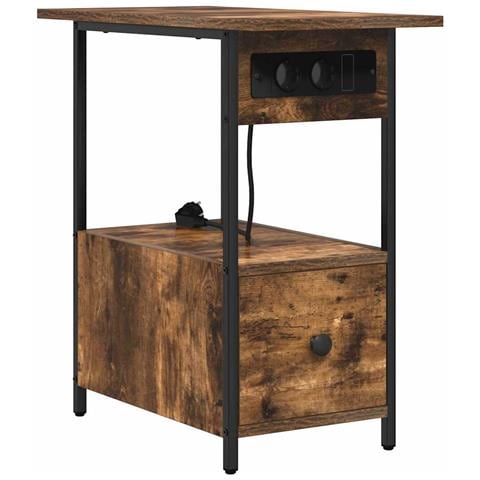 Armadio da Notte Rovere fumo 60 x 30 x 61 cm Legno multistrato - Foto 1