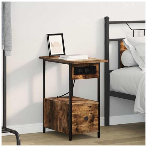 Armadio da Notte Rovere fumo 60 x 30 x 61 cm Legno multistrato - Foto 2