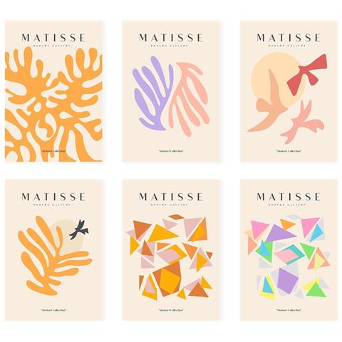 Set Di 6 Stampe Künstlerischen Illustrationen Von Henri Matisse Blumen Sammlung Von Dekorations Gemälden Im Kunstgalerie Stil A3 Senza Cornice - Foto 1