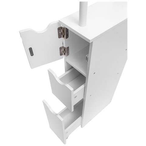 Mobile Bagno Alto Salvaspazio In Legno Con 3 Cassetti E 2 Ripiani 33x15x136cm - Foto 5