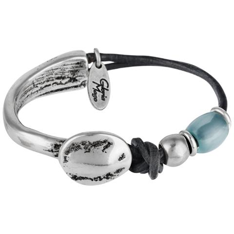 Bracciale In Argento Placcato E Pelle Zama Color Acquamarina - Foto 1