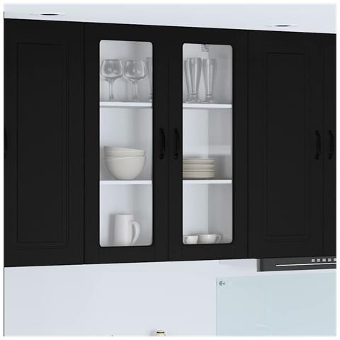 Pensile cucina Nero 80 x 31 x 100 cm Legno multistrato - Foto 2