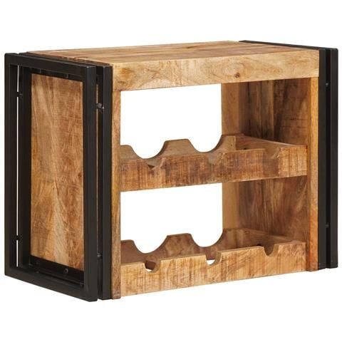 Portabottiglie 100 x 45 x 33 cm Legno di Mango Grezzo Massiccio - Foto 2