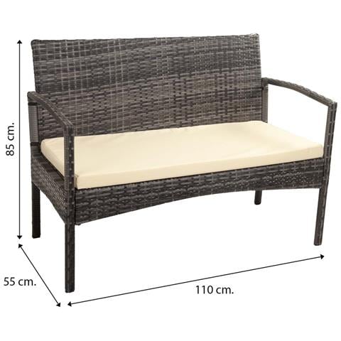 Panchina In Rattan Grigio 110x55x85h Cm - Foto 6