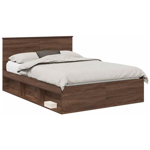 Struttura del letto con testiera Rovere Marrone 140 x 200 cm - Foto 1