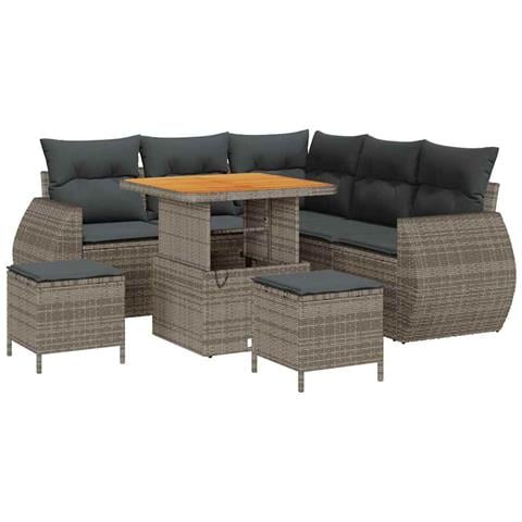 Set Divano da Giardino con cuscino 8 pcs Grigio polyrattan - Foto 1