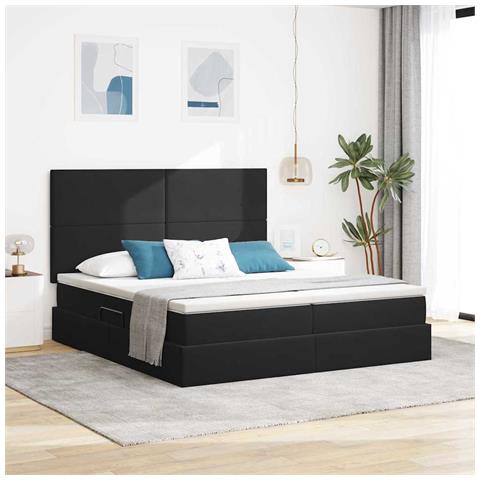 Letto con luci a strisce a LED Nero 180 x 200 cm Velluto - Foto 2