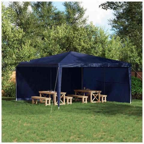 Parete per tenda da festa 2 pcs Blu 400 x 195 cm PE e Acciaio - Foto 2