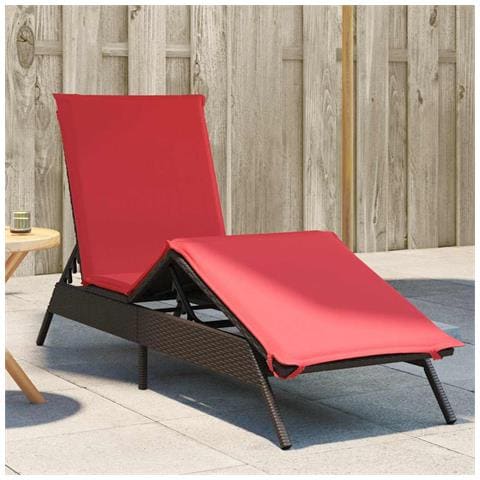 Lettino prendisole con Cuscino in Polyrattan Marrone - Foto 2