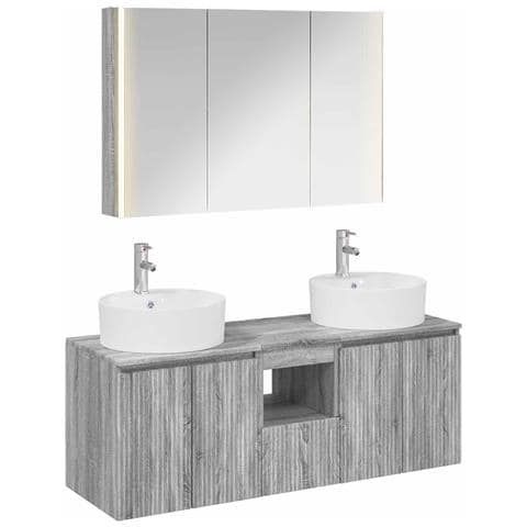 Set di Armadi da Bagno 4 pcs Sonoma grigio Legno ingegnerizzato - Foto 1