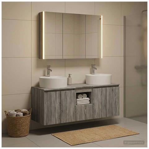 Set di Armadi da Bagno 4 pcs Sonoma grigio Legno ingegnerizzato - Foto 2