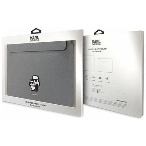 Karl Lagerfeld Saffiano Karl&choupette Custodia Per Laptop 14 - Argento - Foto 1