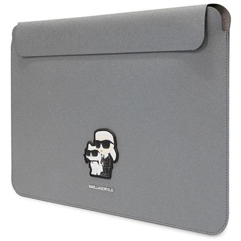 Karl Lagerfeld Saffiano Karl&choupette Custodia Per Laptop 14 - Argento - Foto 2