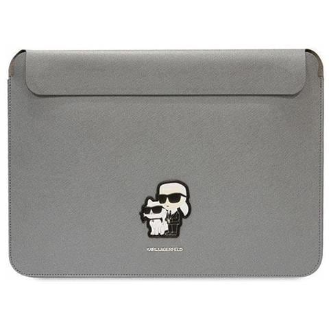 Karl Lagerfeld Saffiano Karl&choupette Custodia Per Laptop 14 - Argento - Foto 4