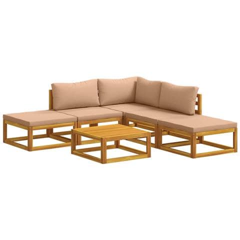 Set di divani 6 pz Naturale Legno di Acacia Massello - Foto 1