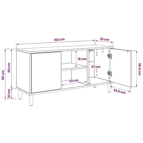 Mobile TV RAALTE 102 x 33 x 50 cm Sonoma Legno ingegnerizzato - Foto 9