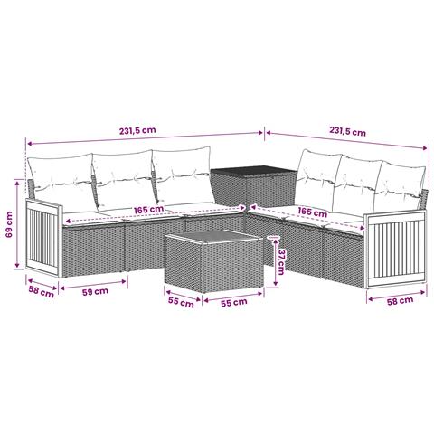 Set di divani 8 pz Grigio e Grigio Scuro - Foto 2