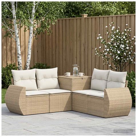 Set di divani 5 pz Beige e Bianco Crema - Foto 10