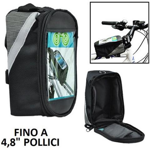 Supporto Bici Universale Per Dispositivi Fino A 4,8 Pollici Con Tasca Porta Oggetti E Fissaggio A Strap Colore Nero - Foto 1