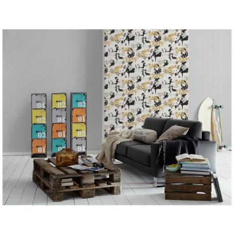 A. s. Cr? ation 936261 4 - Carta Da Parati, Motivo Arte Di Strada, Ragazzo E Ragazza, Colore: Metallizzato / nero / bianco / beige - Foto 2