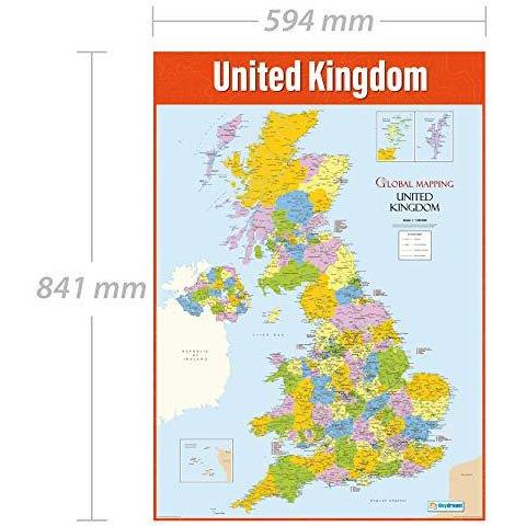 Uk Mappa Geografia Poster Gloss Paper Misura 850 Millimetri X 594 Millimetri (a1) Geografia Aula Poster Grafici Istruzione Di - Foto 3