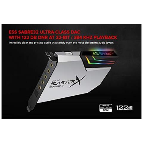 Creative Sound Blasterx Ae-5 Plus Pure Edition Sabre32 Ultra-class A 32-bit 384khz Pci-e Gaming Scheda Audio E Dac Con Dolby Digital E Dts Xamp Discrete Cuffie Bi-amp 122db Snr Strisce Di Rgb Led - Foto 2