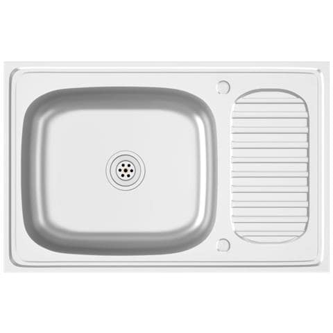 Lavello da Cucina con Scarico Argento 800x500x155 in Acciaio - Foto 1