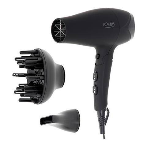 Asciugacapelli Ad 2267 2100 W, Numero Impostazioni Temperatura 3, Ugello Diffusore, Nero - Foto 1