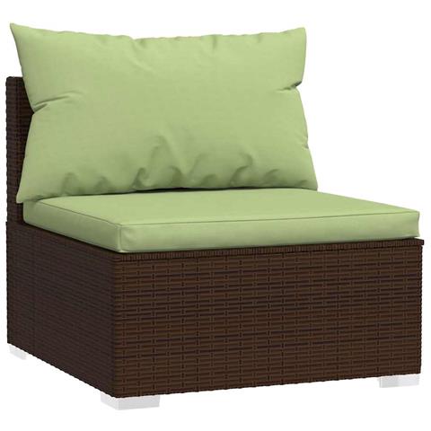 Set Divani Da Giardino 4 Pz Con Cuscini In Polyrattan Marrone - Foto 2