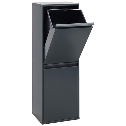 Basic Cr204-b Pattumiera Per Raccolta Differenziata, 2 Secchi, Mobile D'acciaio Per Differenziata, 2 X 17 L (34 L), Grigio Scuro Antracite - Foto 1