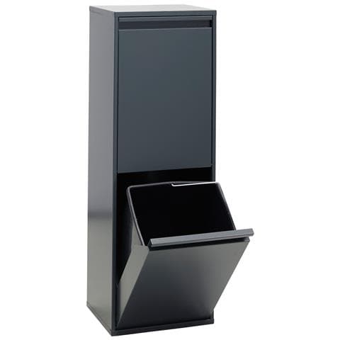 Basic Cr204-b Pattumiera Per Raccolta Differenziata, 2 Secchi, Mobile D'acciaio Per Differenziata, 2 X 17 L (34 L), Grigio Scuro Antracite - Foto 3