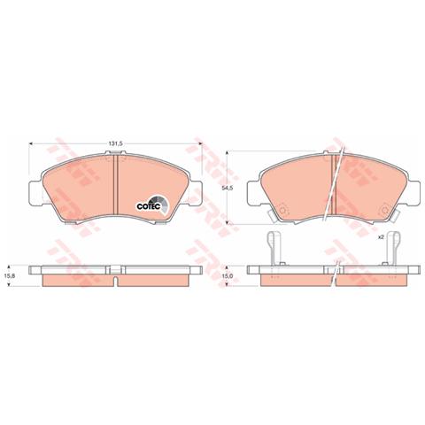 Pattini Freno Honda Jazz (gd) 1.2 Gdb1164 - Foto 1