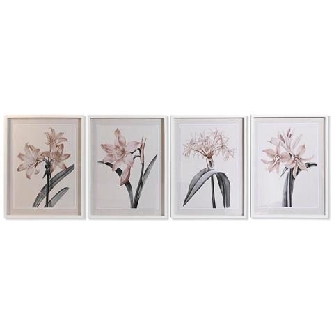 Quadro Cristallo Betulla 55 X 70 X 2,5 Cm 55 X 2,5 X 70 Cm Fiori (4 Pezzi) - Foto 1