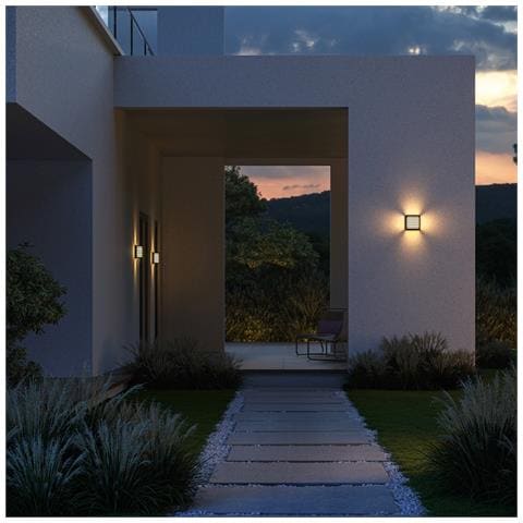 Lampada Da Parete Moderna Da Esterno Alluminio Nero Luce 10w Ip65 - Foto 2