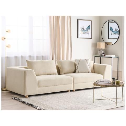 Divano 3 Posti Lermon Tessuto Beige - Foto 1