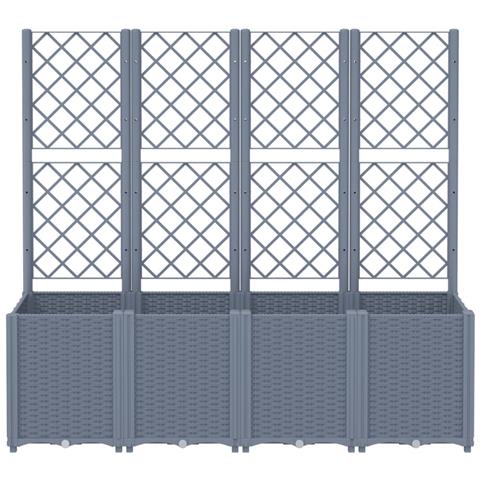 Fioriera Da Giardino Con Traliccio Grigia 160x40x140 Cm In Pp - Foto 3